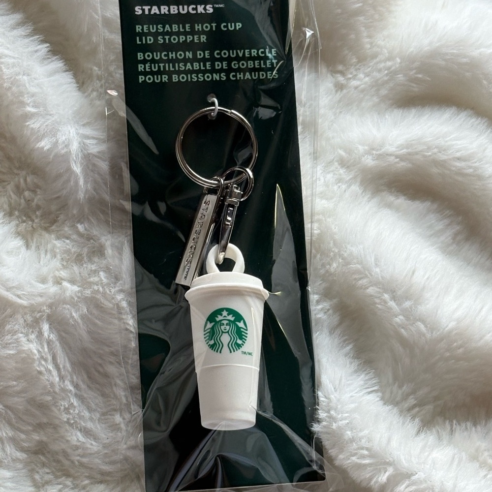 Starbucks White and Green Cup Keychain